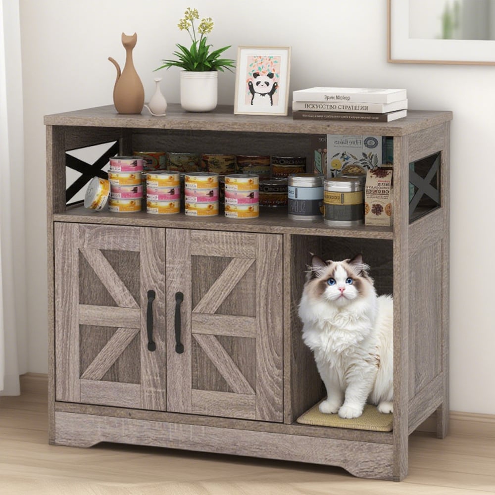 Cat Litter Box Enclosure Hidden Cat Washroom Furniture With Storage_voghion.com